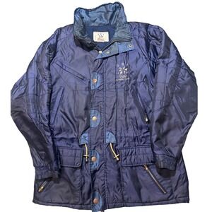 Vintage 1998 USA Olympic Team Jacket XL Navy Fleece Lined Parka